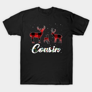 Cousin Reindeer Plaid Pajama Shirt Family Christmas T-Shirt
